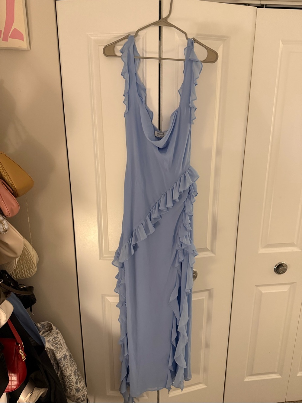 House of CB Light Blue Ruffle Maxi Dress